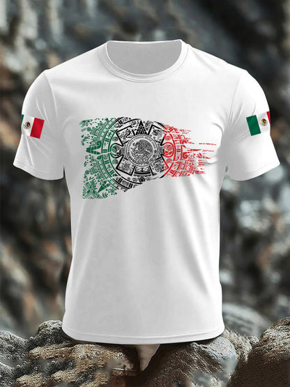 Camiseta casual del día de independencia mexicano de la impresión de la bandera del imperio azteca de los hombres