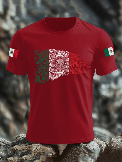 Camiseta casual del día de independencia mexicano de la impresión de la bandera del imperio azteca de los hombres