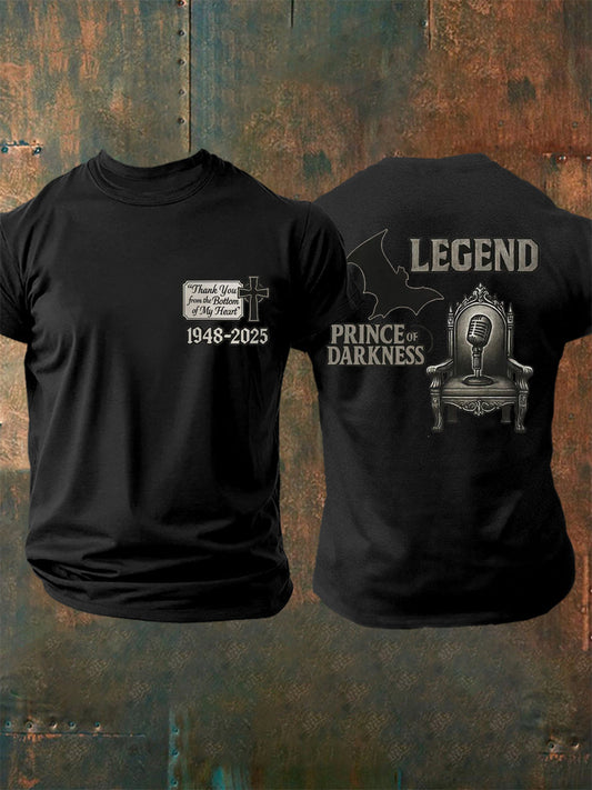 Prince Of Darkness R.I.P Rock Legend Memorial Camiseta Hombre