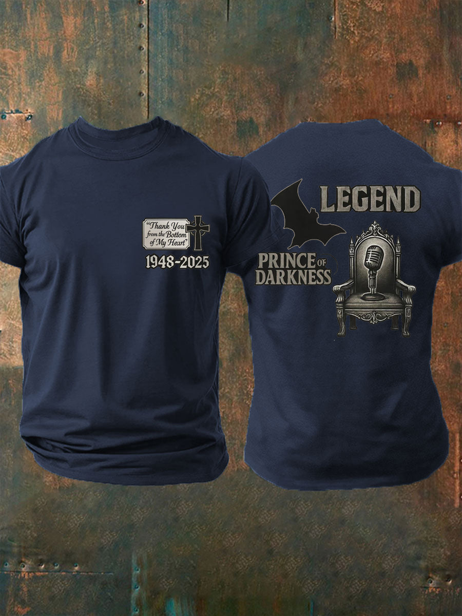 Prince Of Darkness R.I.P Rock Legend Memorial Camiseta Hombre