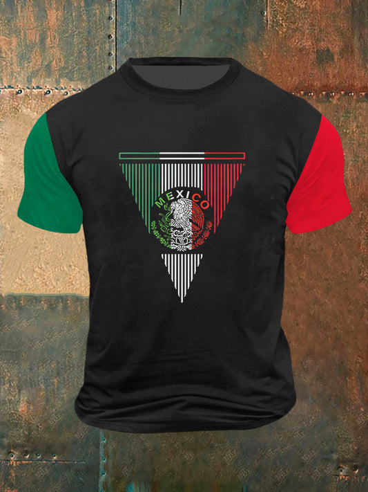 Camiseta de manga corta México Badge Print Vintage Fashion para hombre