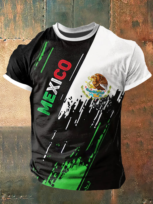 Camiseta de manga corta México Print Vintage Fashion para hombre
