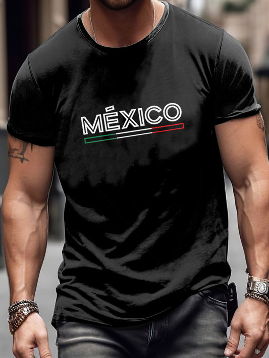 Camiseta de manga corta México Print Vintage Fashion para hombre