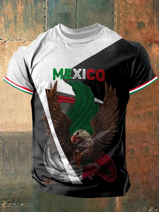 Camiseta de manga corta México Eagle Print Vintage Fashion para hombre
