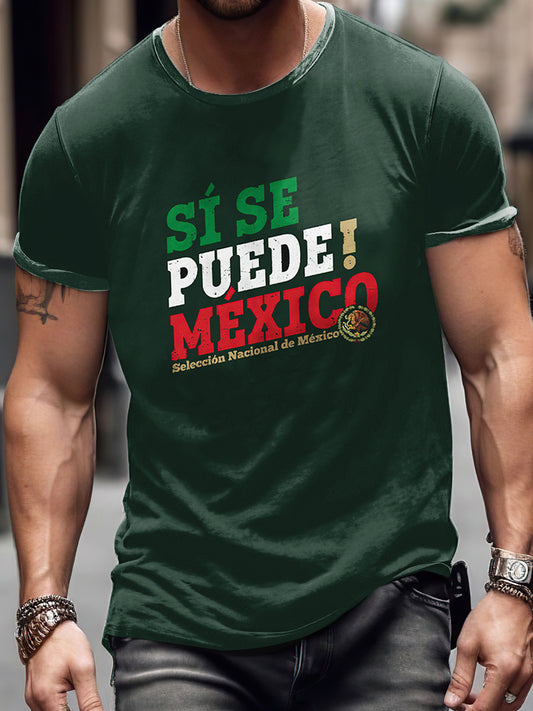 Si Se Puede Mexico Print Vintage Fashion Camiseta de manga corta