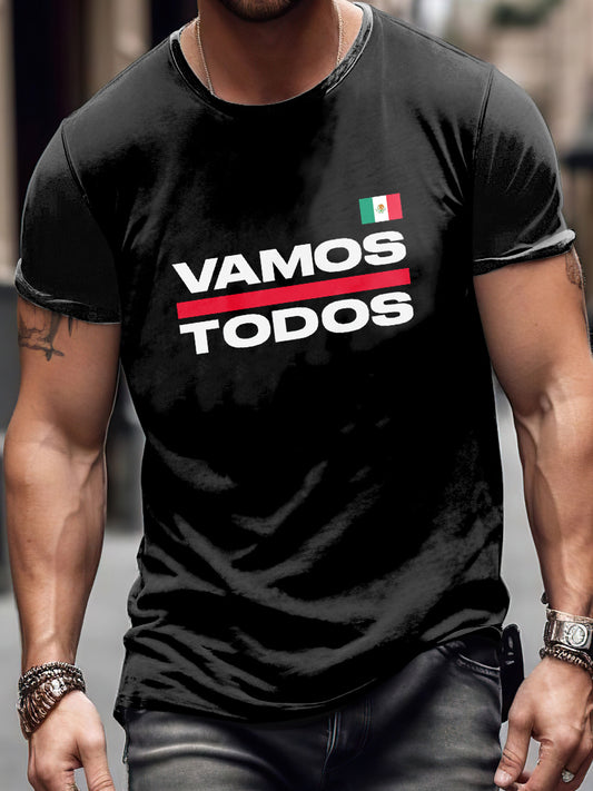 Camiseta de manga corta para hombre Vamos Todos Print Vintage Fashion