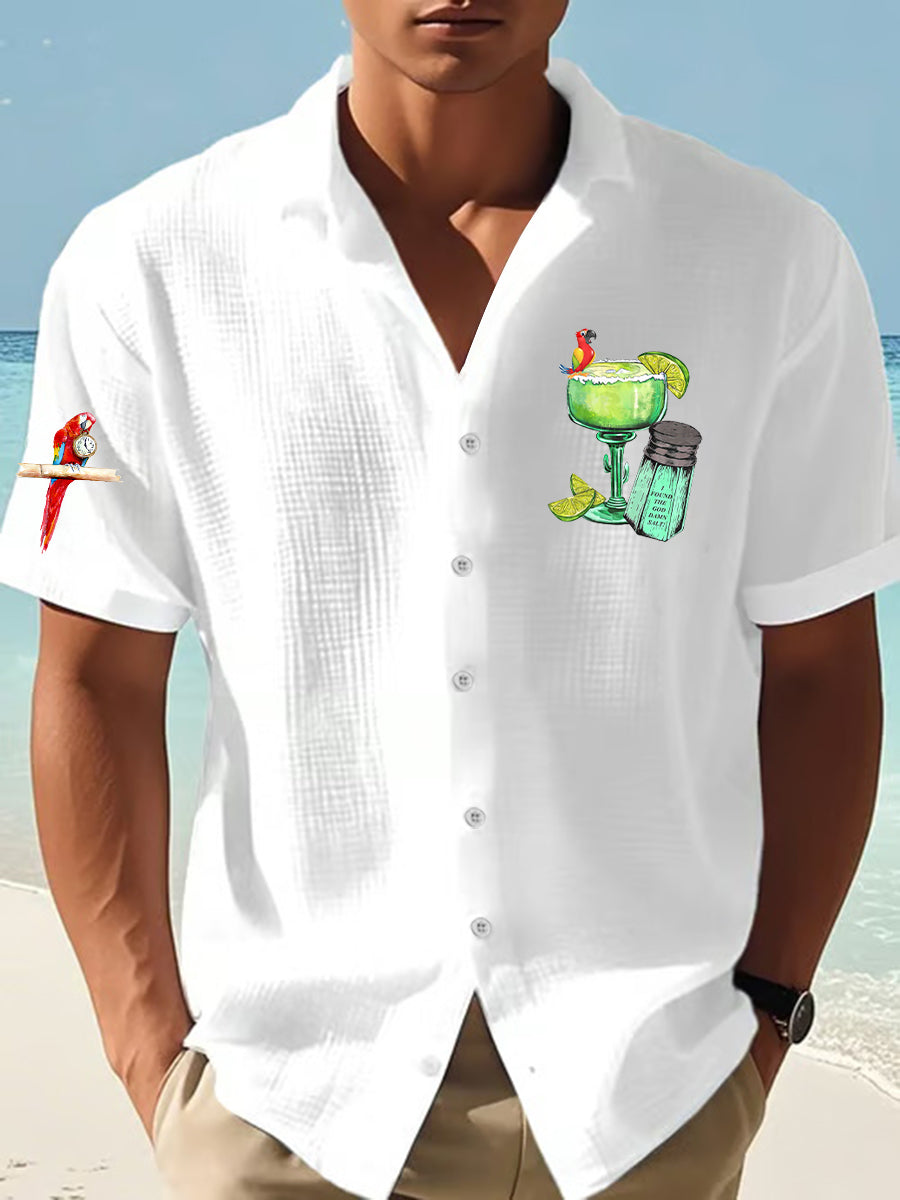 Camiseta de manga corta con estampado de Parrot de los hombres It's 5:00 Somewhere