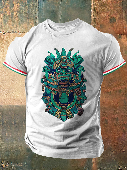 Camiseta de manga corta de moda vintage con estampado de máscara de Dios para hombre