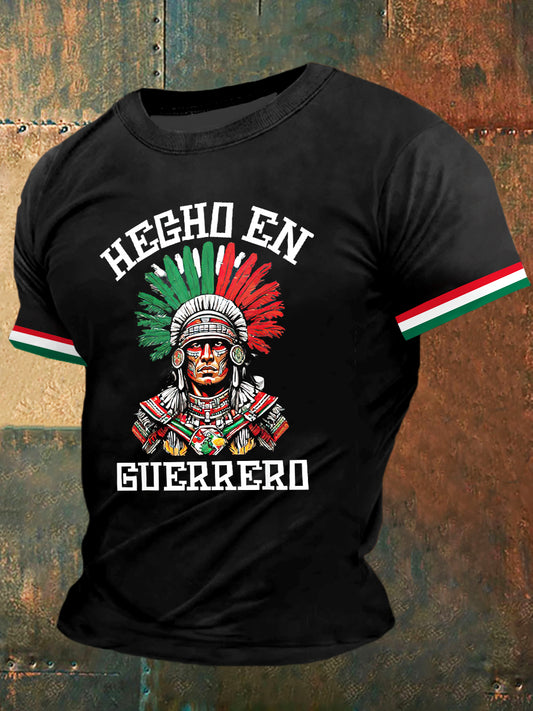 Camiseta de manga corta de moda vintage con estampado Hgho En Guerrero para hombre