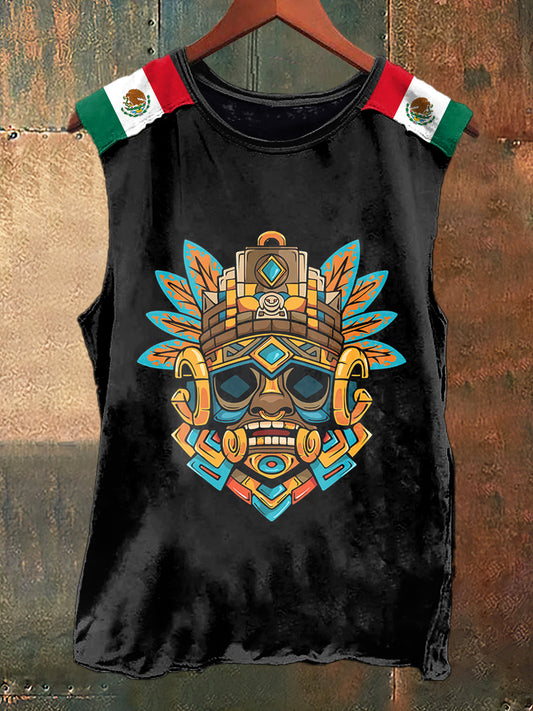 Moxico Mask Print Vintage Fashion Tank Top sin mangas para hombre