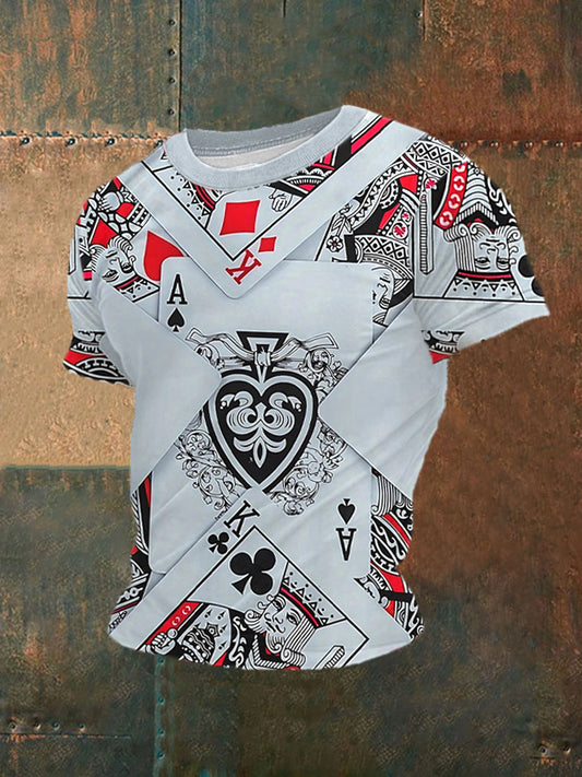 Camiseta casual impresa póker de los hombres