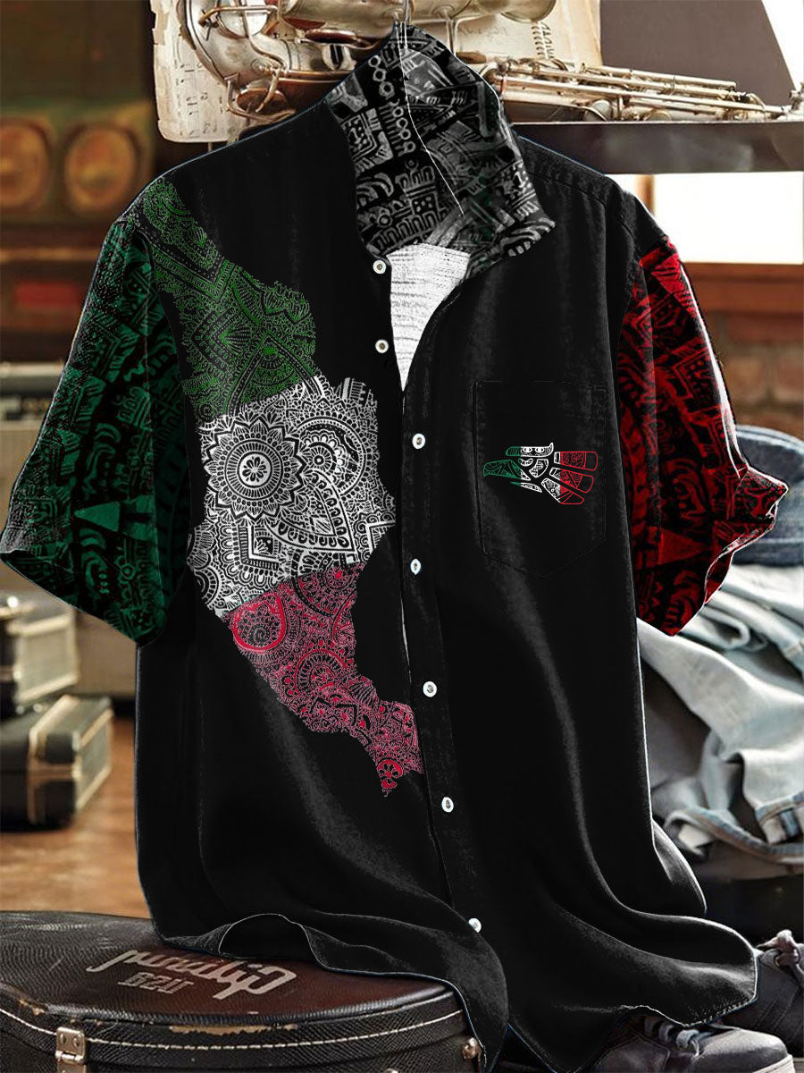 Camisa estampada maya azteca de México Fiesta Cinco De Mayo para hombre