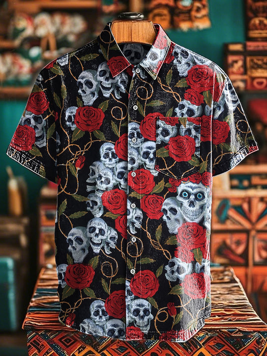 Camisa estampada floral del cráneo del azúcar de la fiesta Cinco de Mayo de México de los hombres