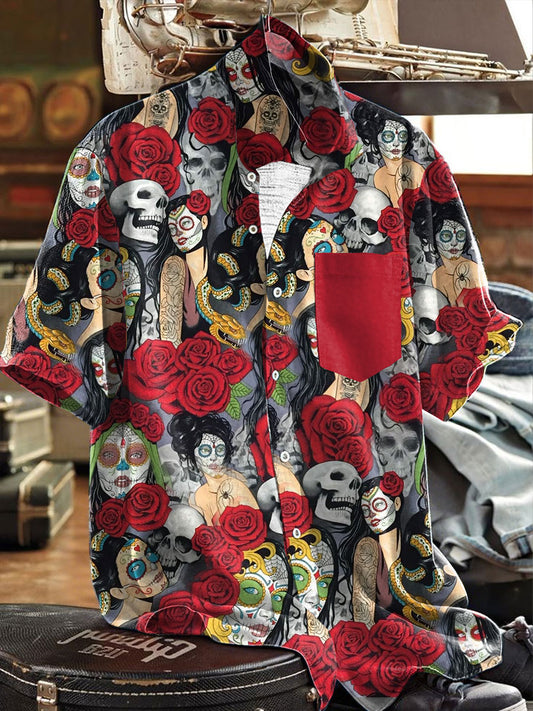 Camisa estampada arte floral mexicano Fiesta Cinco De Mayo para hombre