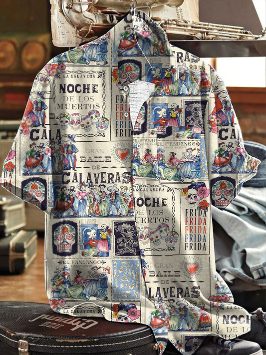 Camisa estampada arte floral mexicano Fiesta Cinco De Mayo para hombre