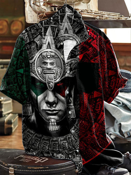 Camisa estampada maya azteca de México Fiesta Cinco De Mayo para hombre