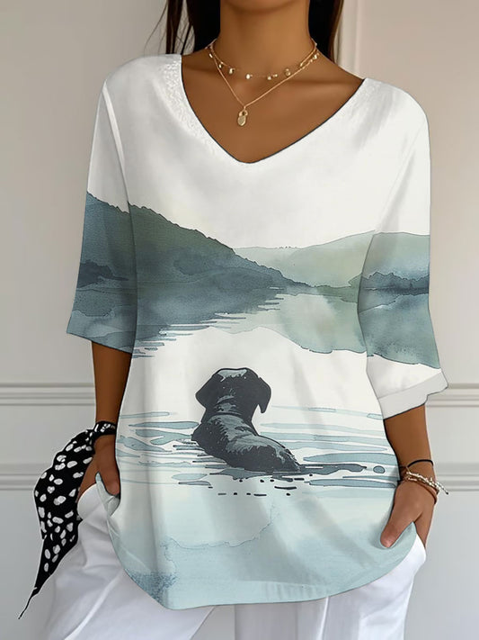 Camiseta de mujer Labrador Print Casual