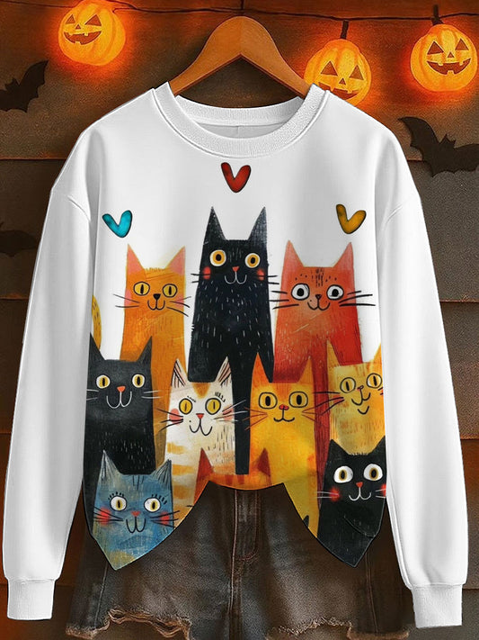 Sudadera con estampado de gato para mujer