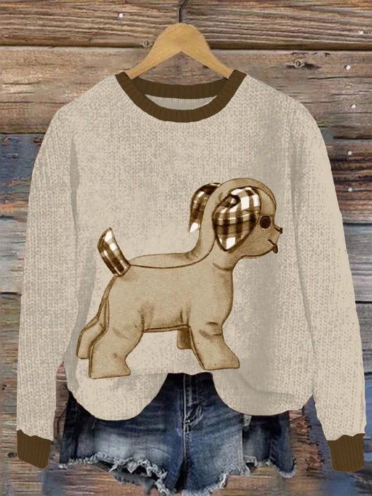 Sudaderas texturizadas con estampado de perro de mujer