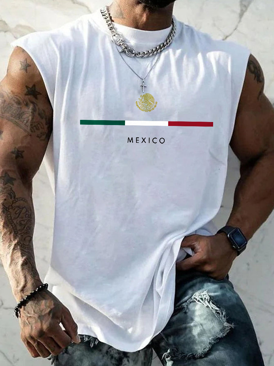 Hombres Mexican Flag Print Casual Tank Top