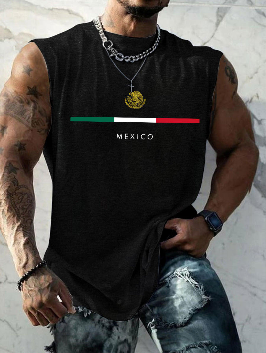 Hombres Mexican Flag Print Casual Tank Top