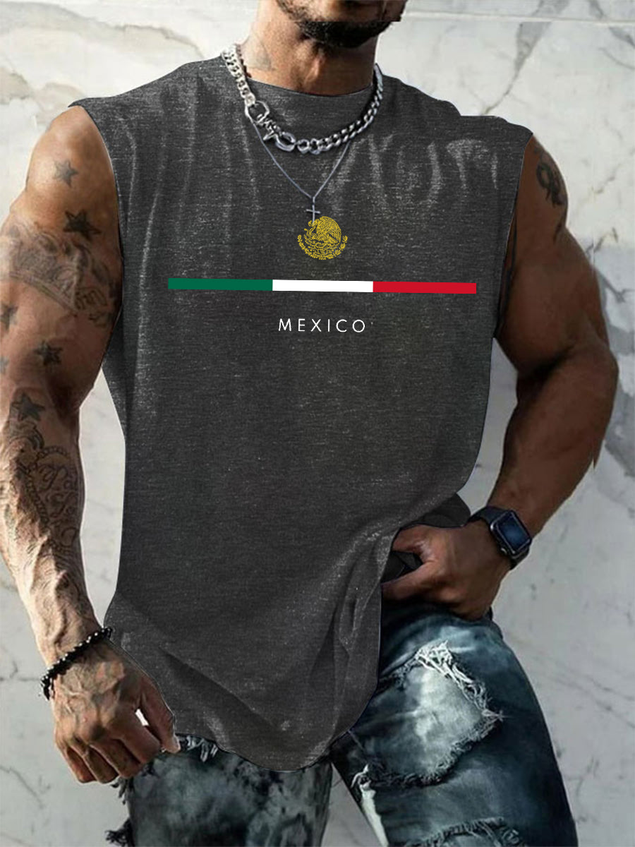Hombres Mexican Flag Print Casual Tank Top