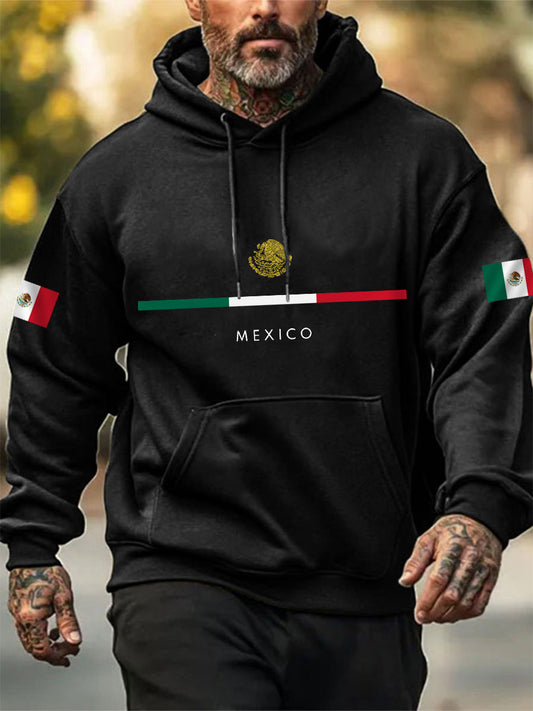 Hombres Mexican Flag Print Casual Hoodie