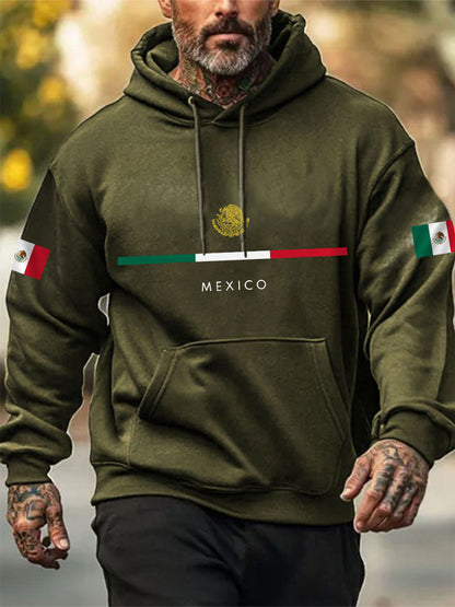 Hombres Mexican Flag Print Casual Hoodie