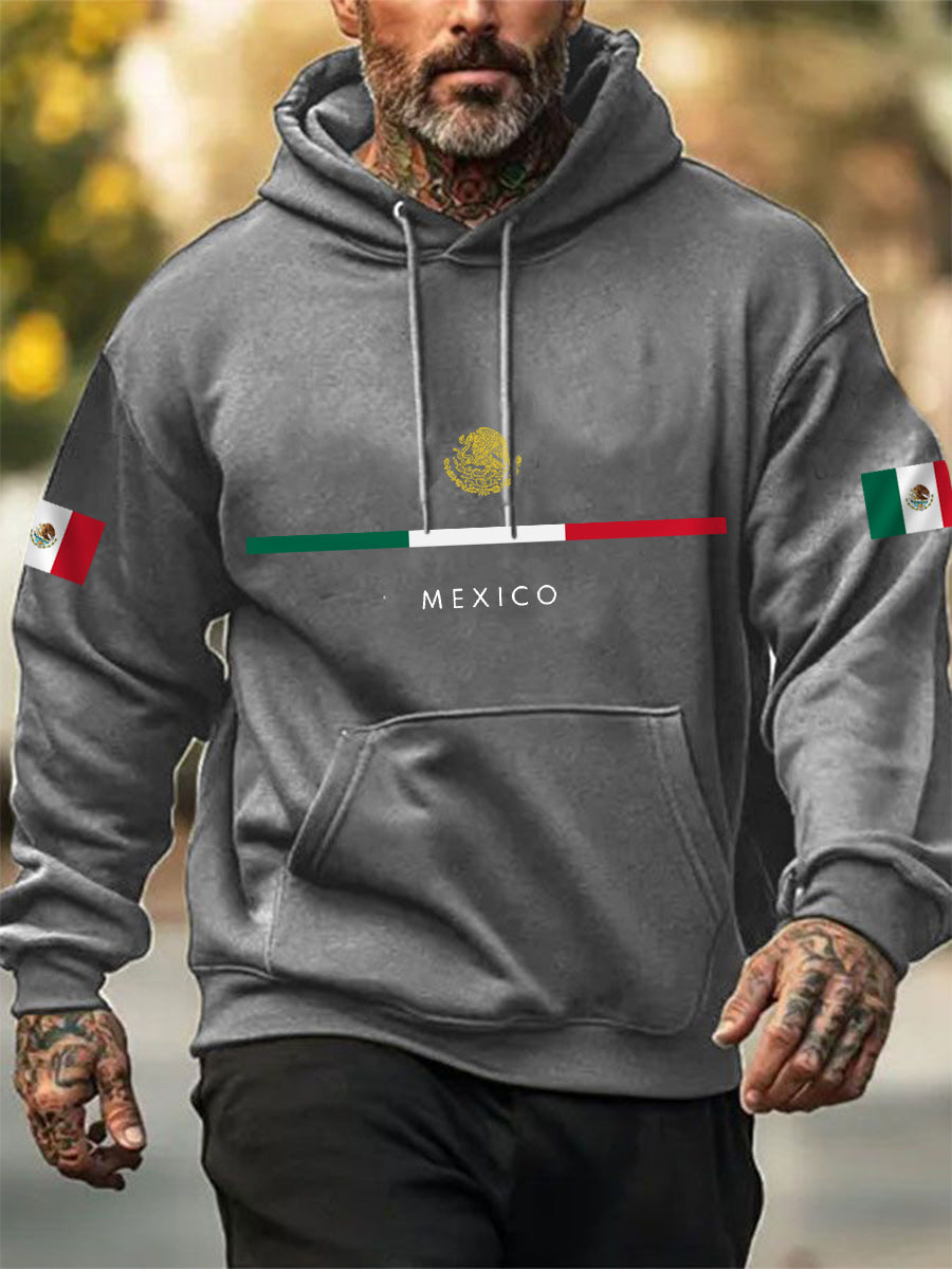 Hombres Mexican Flag Print Casual Hoodie