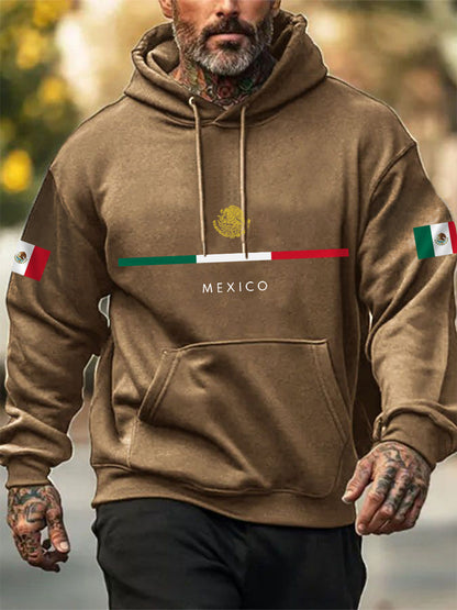 Hombres Mexican Flag Print Casual Hoodie