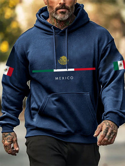 Hombres Mexican Flag Print Casual Hoodie