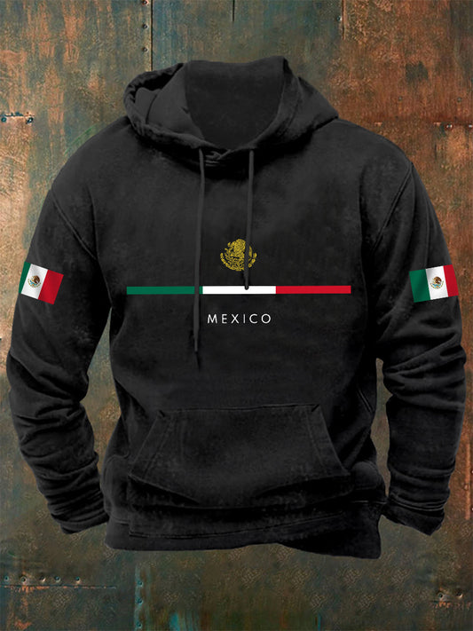 Hombres Mexican Flag Print Casual Hoodie