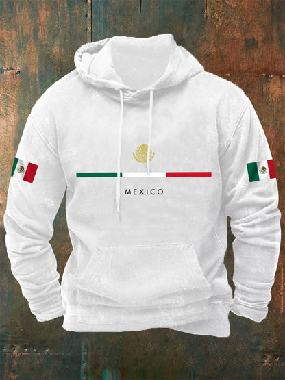 Hombres Mexican Flag Print Casual Hoodie