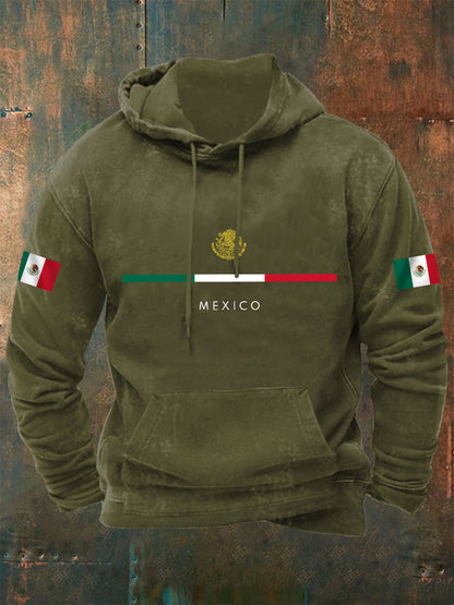 Hombres Mexican Flag Print Casual Hoodie