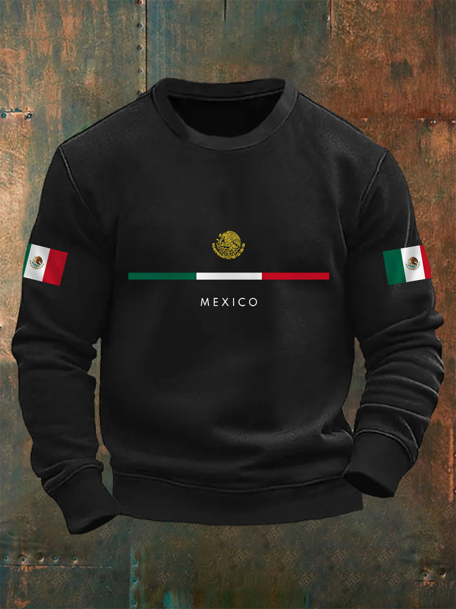 Sudadera con estampado de bandera mexicana para hombre