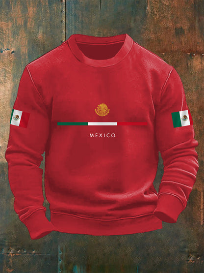 Sudadera con estampado de bandera mexicana para hombre
