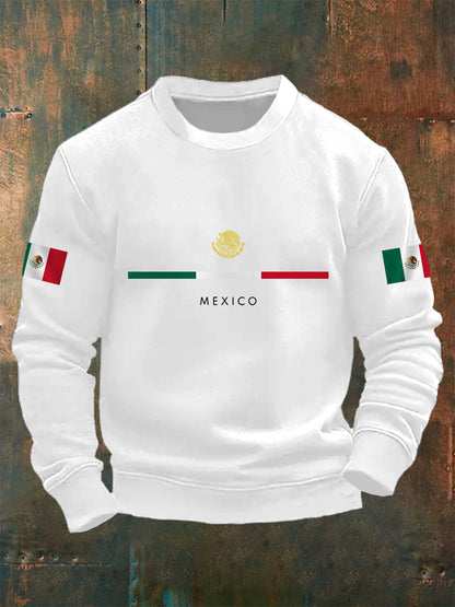 Sudadera con estampado de bandera mexicana para hombre