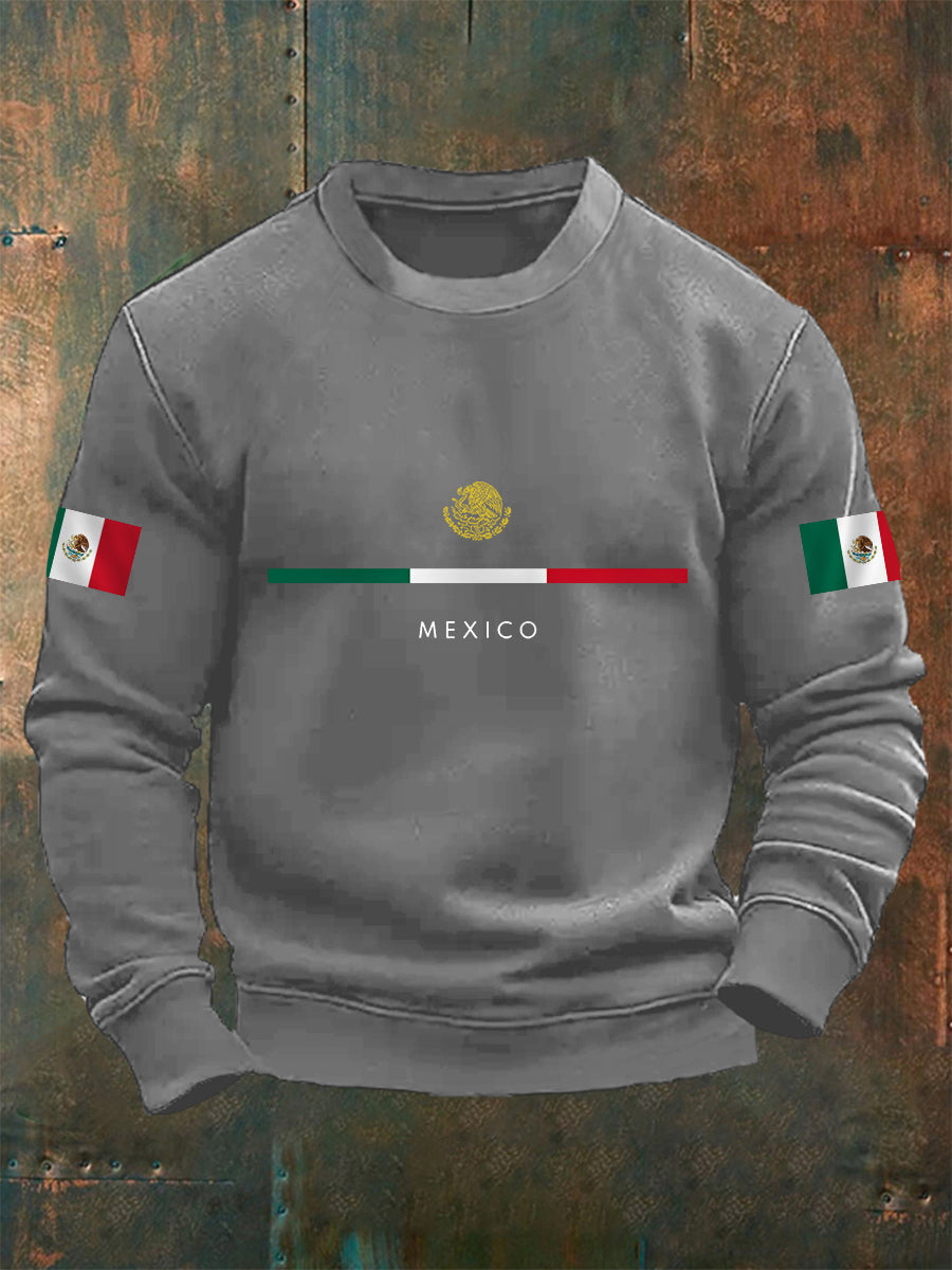 Sudadera con estampado de bandera mexicana para hombre