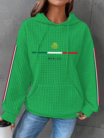 Sudadera casual de la galleta de la impresión de la bandera mexicana de las mujeres