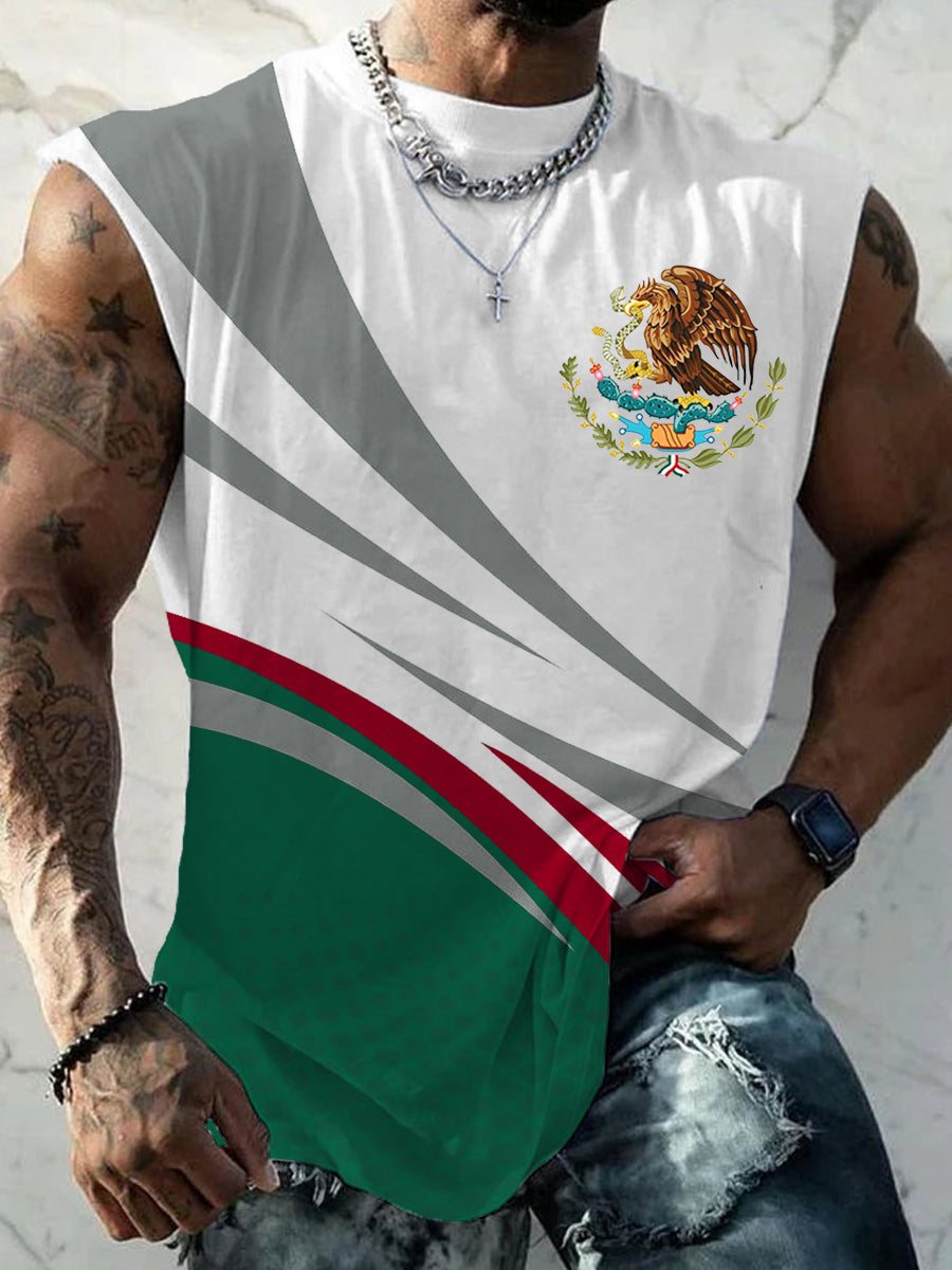 Hombres Mexican Flag Print Casual Tank Top