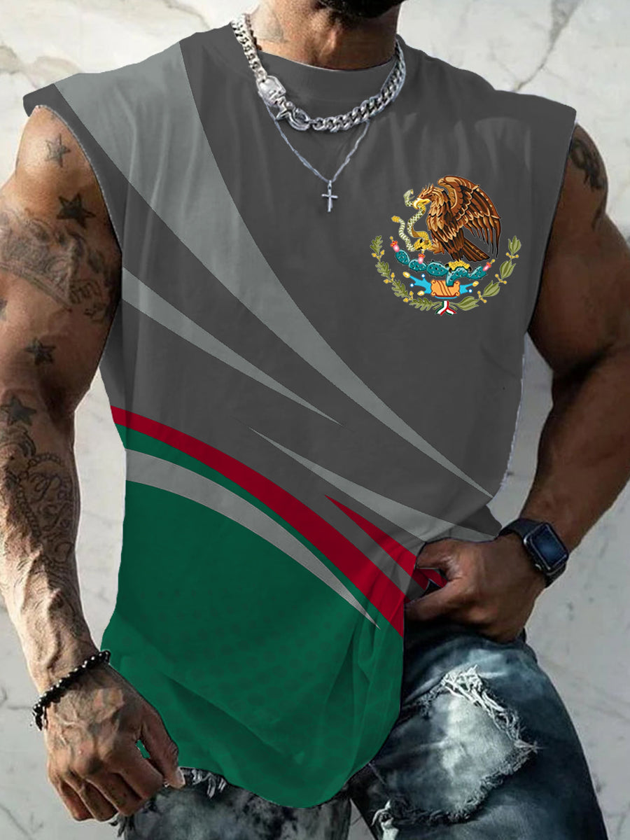 Hombres Mexican Flag Print Casual Tank Top