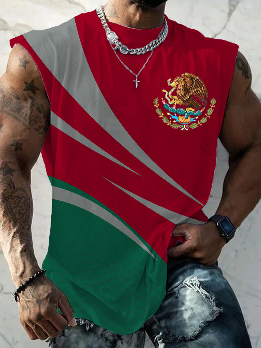 Hombres Mexican Flag Print Casual Tank Top