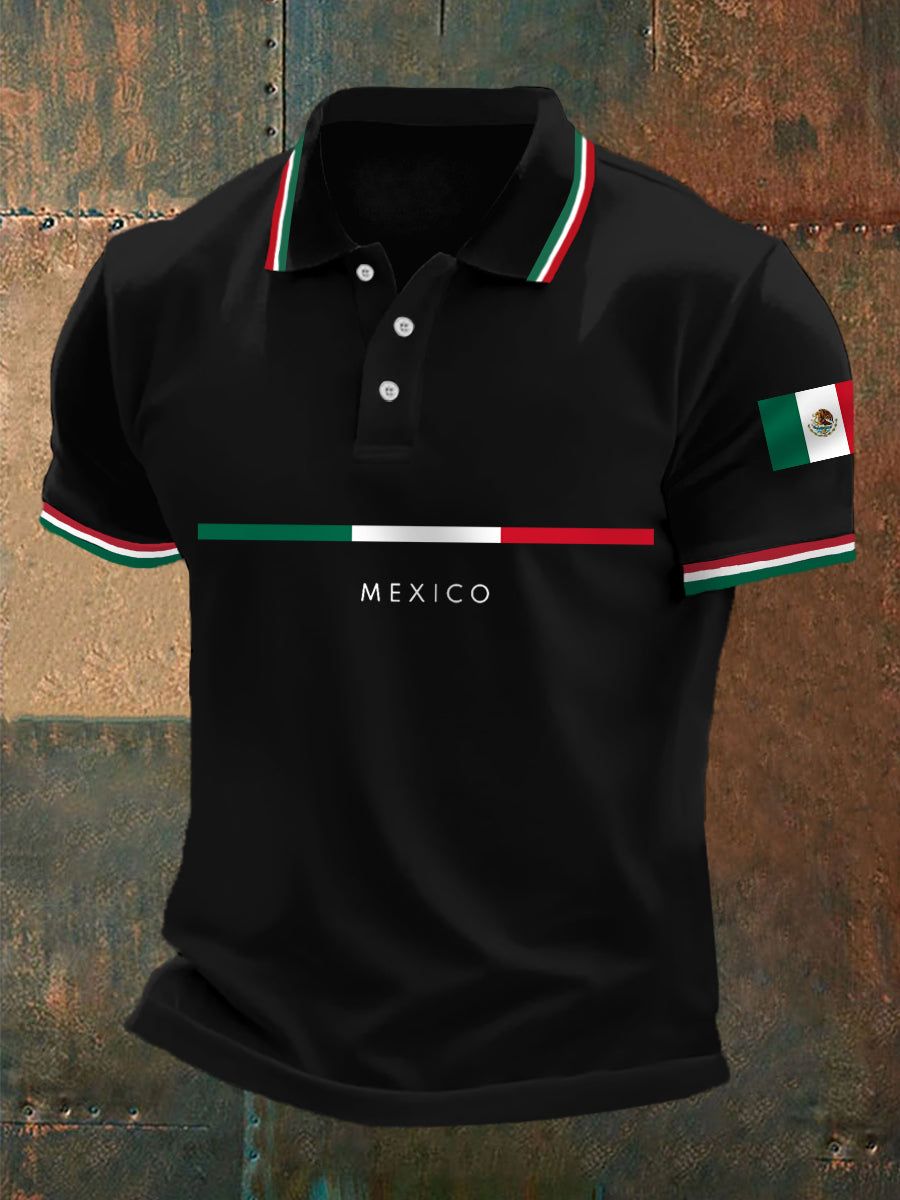 Top Casual con Estampado de Bandera Mexicana para Hombre