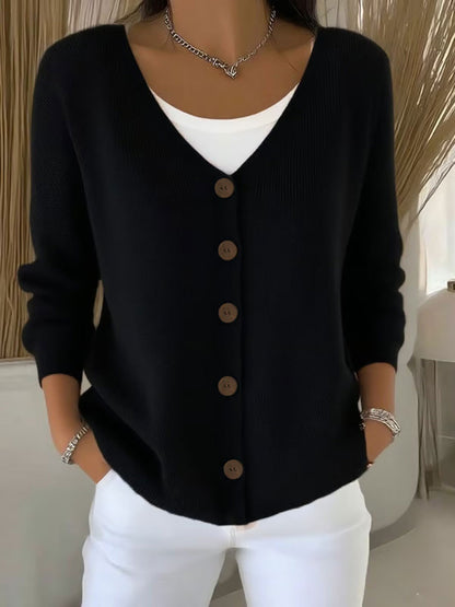 Mujer Casual Botón Cardigan