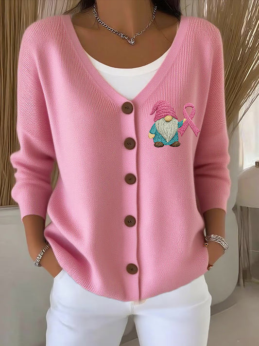 Cardigan de concientización sobre el cáncer de mama rosa para mujer