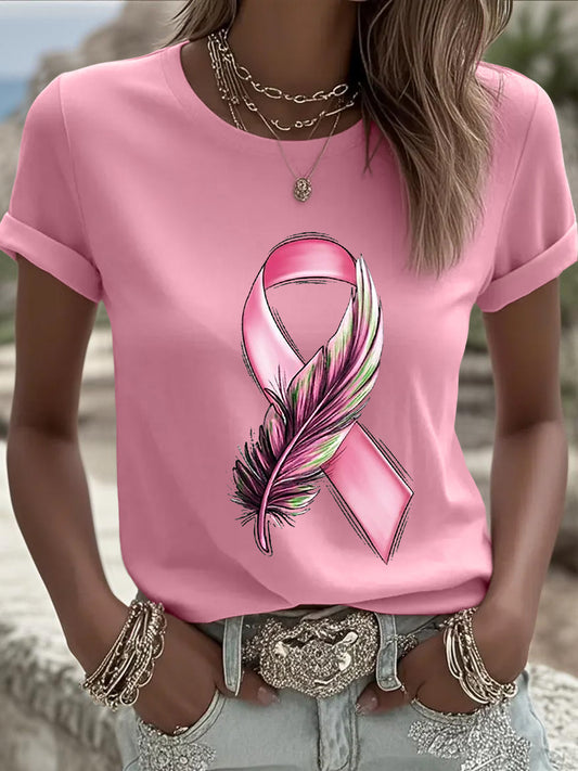 Camiseta de manga corta Mujer Breast Cancer Awareness Pink Ribbon
