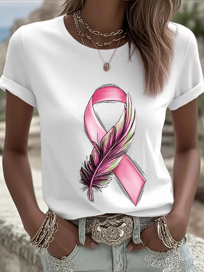 Camiseta de manga corta Mujer Breast Cancer Awareness Pink Ribbon