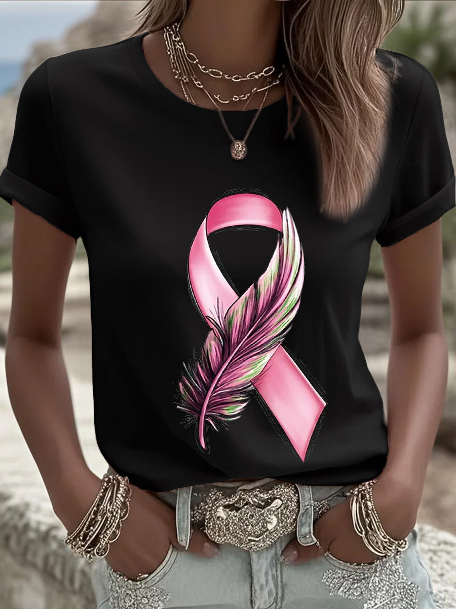 Camiseta de manga corta Mujer Breast Cancer Awareness Pink Ribbon
