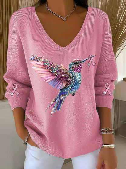 La conciencia del cáncer de mama de las mujeres colibrí Imprimir Casual Top