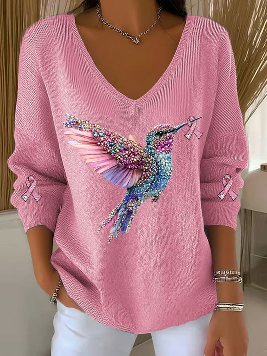 La conciencia del cáncer de mama de las mujeres colibrí Imprimir Casual Top